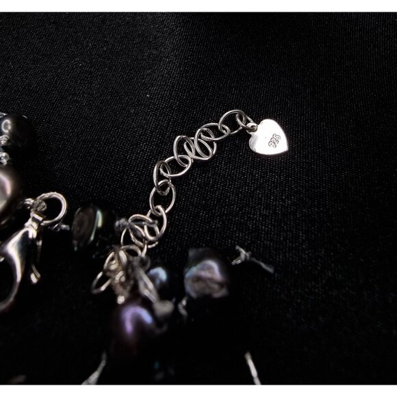 Rare Find Amanda Jaron Studio Multi-Black Pearl Cluster Bracelet With Adjustable - Picture 7 of 7
